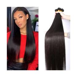 Brazilian Hair Bundles Gerade Menschenhaar-Bündel, 20,3–101,6 cm, glatte Haarverlängerung, 1/3/4 Stück, knochengerade Bundles for schwarze Frauen, indische Remy-Haarverlängerung Human Hair Bundles Wea von WAOCEO