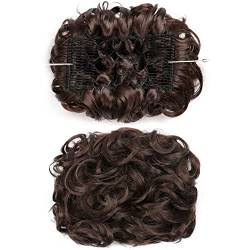 Bun Haarteile Messy Bun Scrunchie Haarteil Synthetische Hochsteckfrisur Curly Hair Bun Extension Comb Clips in Hair Extension Chignon Dish Tray Pferdeschwanz-Haarteile for Frauen Brötchen-Haarteil (C von WAOCEO