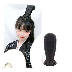 Bun Haarteile Synthetische chinesische alte Perücke Hanfu Kopfschmuck Haarknoten elegante Retro-Kopfbedeckung alte chinesische Frauen Cosplay Perücken Zubehör Brötchen-Haarteil (Color : VM40) von WAOCEO