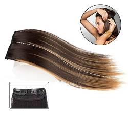 Haarverlängerungen 1/2 Stück synthetische Haarpolster 7,8 Zoll unsichtbare nahtlose Haarpolster 2 Clip-on-Haarverlängerungsfutter aus natürlichem Haar Oberseite Abdeckung Haarteil for Frauen Clip in H von WAOCEO