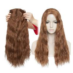 Haarverlängerungen 20-Zoll-Haarverlängerungen, synthetisches Wasserwellen-Clip-in-Haarteil, Clip-in-einteiliges Haar, schwarz-braunes Haarteil for Frauen Haarstücke (Color : Light brown, Size : 20in von WAOCEO
