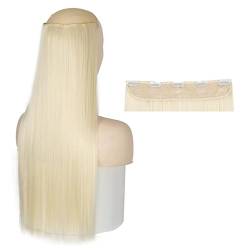 Haarverlängerungen 22/32 cm Einteilige synthetische glatte Haarverlängerungen Langer gerader Clip in Haarverlängerungen 5 Clips in Hochtemperaturfaser-Haarteil for Frauen Haarstücke (Color : D1012-61 von WAOCEO