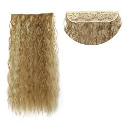 Haarverlängerungen Clip-in-Haarverlängerungen, synthetische Maiswelle, 5 Clip-in-Haarverlängerungen, hitzebeständig, gewelltes Haarteil, hohe Temperatur, 55,9 cm, for Damen-Haarteile Haarstücke (Colo von WAOCEO
