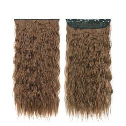 Haarverlängerungen Lange synthetische wassergewellte Clip-in-Haarverlängerungen, dicke, lange, lockere Wellen-Haarverlängerungen, unsichtbarer Spitzeneinschlag, natürliche, weiche Haarteile for Frauen von WAOCEO