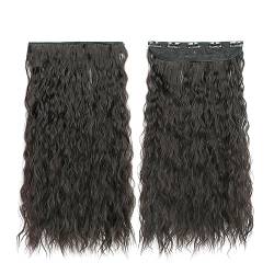 Haarverlängerungen Lange synthetische wassergewellte Clip-in-Haarverlängerungen, dicke, lange, lockere Wellen-Haarverlängerungen, unsichtbarer Spitzeneinschlag, natürliche, weiche Haarteile for Frauen von WAOCEO