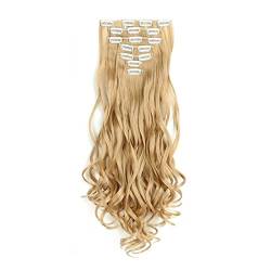 Haarverlängerungen Synthetic Wave Curly Hair Extensions 7Pcs 16 Clips 24 Zoll Wave Clip in Hair Extensions Hochtemperaturfaser Haarteil Haarschmuck for Frauen Haarstücke (Color : SC88 18, Size : 24i von WAOCEO