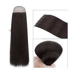 Haarverlängerungen Synthetische Haarverlängerung, 66 cm, hellblond, Clip-in-Haarverlängerung, langes, glattes, natürliches Ombre-Blond-Haarteil for Frauen Haarstücke (Color : Natural black, Size : 2 von WAOCEO