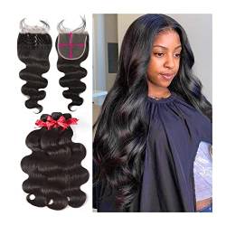 Human Hair Bundles 4 stücke schuss & 1 stück schließung brasilianisch body wave bündel mit 4x4 spitze schließung 1840 cm wasser welle menschliche haare webart bündel und schließung frontal human hair von WAOCEO