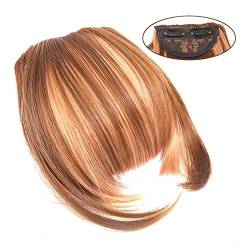 Pony Haarspange Natürlicher, gerader, synthetischer, stumpfer Pony, Haarverlängerungen, 15,2 cm, kurzes, glattes Haarteil, vorne, ordentlicher Knall, Clip-In-Vollpony for Frauen Haarstücke (Color : S von WAOCEO