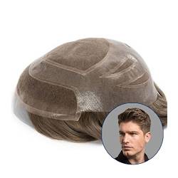 Toupet für Männer Haar-Toupet for Männer, 20,3 x 25,4 cm, Mono, mit Schweizer Spitze vorne, Toupet, männliche Haarprothese, natürliches Remy-Echthaar-Ersatzsystem, Herren-Perücken Haarverlängerungen ( von WAOCEO