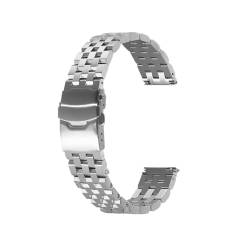 WAPOSV RHAIYAN 18/20/22/24 mm massives Edelstahl-Uhrenarmband, Faltschließe, Sicherheitsuhrenarmband (Schraube – verstellbar), Armbanduhr-Armband (Color : Silver, Size : 18mm) von WAPOSV