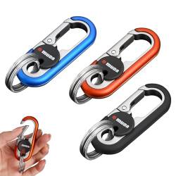 WAPSAT Schlüsselanhänger Männer, 2023 Auto Schlüsselanhänger für Männer, Anti Verlust Schlüsselanhänger mit Doppelschlüsselanhänger, Schnellverschluss Schlüsselanhänger (3Stück, schwarz+blau+orange) von WAPSAT