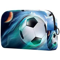 Reisetaschen Für Toilettenartikel Kosmetiktasche Für Damen Mädchen Fußball Fußball Und Mond von WARMFM