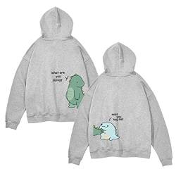 WASJMCSS Dinosaur Couple Pullover,King&Queen Couple Hoodie Pärchen Pullover Geschenke für Damen Herrn Valentinstag, 1 Stück,XiaoLong2-Grey-L von WASJMCSS