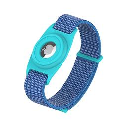 WATACHE Leichte und weiche elastische AirTags Armbänder für Kinder und Sicherheit,Verlust- und Kratzschutz für die Positionierung des Airtag Tracker Armbands (Marineblau) von WATACHE