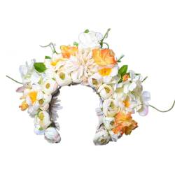 Buntes Blumen Stirnband Doppelseitiger Haarkranz Hochzeit Party Kostüm Kopfschmuck Für Braut Frauen Haar Accessoire Haar Accessoire von WATERBELINE