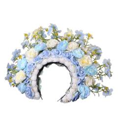 Buntes Blumen Stirnband Doppelseitiger Haarkranz Hochzeit Party Kostüm Kopfschmuck Für Braut Frauen Haar Accessoire Haar Accessoire von WATERBELINE