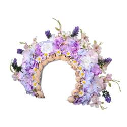 Buntes Blumen Stirnband Doppelseitiger Haarkranz Hochzeit Party Kostüm Kopfschmuck Für Braut Frauen Haar Accessoire Haar Accessoire von WATERBELINE