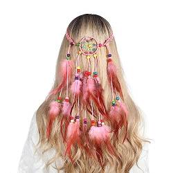 Feather&Beads Decors Stirnband Für Frauen Traumfänger Netting Haarband Ethnischer Haarreifen Für Halloween Party Ethnische Stirnbänder Für Frauen von WATERBELINE