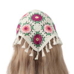 Häkeln Sie Blumen Kopftuch Stirnbänder Bohemias Haar Schal Bandanas Kopfbedeckung Turban Haarband Frauen Foto Kopftuch Haar Dekore Für Frauen Und Mädchen von WATERBELINE
