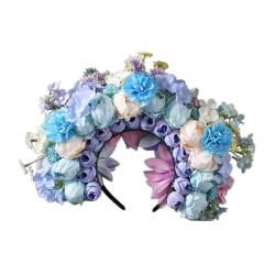 WATERBELINE Bunte Blumen Stirnband Haarkranz Hochzeit Party Kostüm Kopfschmuck Für Braut Frauen Mode Haar Accessoire Handgemachte Kopfschmuck von WATERBELINE
