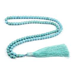WATERBELINE Gebetskette, 33 Perlen, 99 Perlen, Seilkette, Anhänger, religiöses Tasbih-Gebet, türkisfarbene Perlen, Armband für Damen und Herren, Schmuck von WATERBELINE