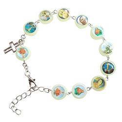 WATERBELINE Herz, Leuchtendes Rosenkranz-Armband, Kreuz-Anhänger-Charms, Perlenarmband, Kruzifix-Kreuz-Schmuck für Frauen, Männer, Party, Hochzeit von WATERBELINE