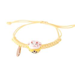 WATERBELINE Maneki Neko Armband, süßes Maneki Neko Katzenarmband, handgefertigter Keramikschmuck, verstellbare bunte Perlenarmbänder für Frauen und Mädchen von WATERBELINE