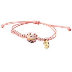 WATERBELINE Maneki Neko Armband, süßes Maneki Neko Katzenarmband, handgefertigter Keramikschmuck, verstellbare bunte Perlenarmbänder für Frauen und Mädchen von WATERBELINE