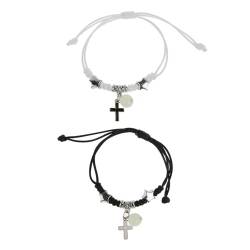 WATERBELINE Paar-Armband,2 Stück,leuchtende Perlen,geflochtene Seil-Armreifen,Paar-Versprechen-Armbänder,Freundschafts-passendes Armband,Schmuck für Liebhaber von WATERBELINE