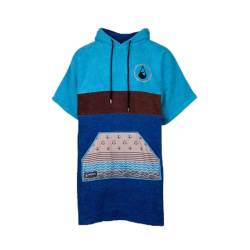 WAVE HAWAII Poncho Blue Surfponcho 95% Baumwolle Badeponcho für Körpergrößen von 170-195 cm Umkleidehilfe für Schwimmen Strand Surfen Duschponcho für Damen Herren von WAVE HAWAII