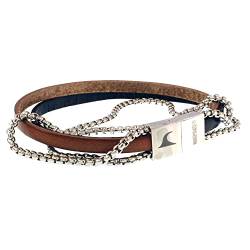 WAVEPIRATE® Echt Leder-Armband REX Edelstahlkette Navy Cognac 23 cm in Geschenk-Box Herren Männer Surfer von WAVEPIRATE