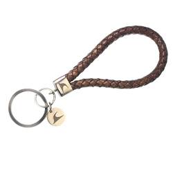 WAVEPIRATE® Echt Leder Edelstahl Schlüsselanhänger Keychain F Wave geflochten Cognac Damen Herren von WAVEPIRATE