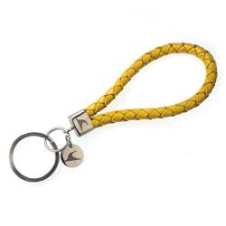 WAVEPIRATE® Echt Leder Edelstahl Schlüsselanhänger Keychain Wave geflochten Gelb Damen Herren von WAVEPIRATE