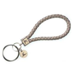 WAVEPIRATE® Echt Leder Edelstahl Schlüsselanhänger Keychain Wave geflochten Hellgrau Damen Herren von WAVEPIRATE