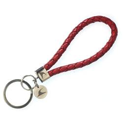 WAVEPIRATE® Echt Leder Edelstahl Schlüsselanhänger Keychain Wave geflochten Rot Damen Herren von WAVEPIRATE