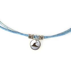 WAVEPIRATE® Echt Leder-Halskette Rondo Blau 40 cm Edelstahl-Verschluss in Geschenk-Box Surfer Herren Männer Damen von WAVEPIRATE