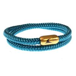 WAVEPIRATE® Segeltau-Armband Hawaii ST Blau/Gold 42 cm Edelstahl-Verschluss in Geschenk-Box Surfer Männer Herren Damen von WAVEPIRATE