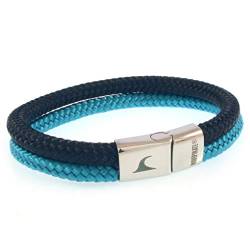 WAVEPIRATE® Segeltau-Armband Tarifa ST Nachtblau/Blau 22 cm Edelstahl-Verschluss in Geschenk-Box Surfer Männer Herren von WAVEPIRATE