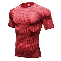 Herren Kompressionsshirt UV-Schutz Schnelltrocknend Rash Guard Mode 3D-Druck Kurzarm Stretch Atmungsaktiv Enge Trainings Fitness Lauf-T-Shirts von WAVOTIQ