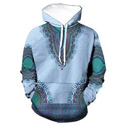 WAVOTIQ Herren Hoodies Retro African Dashiki 3D gedrucktes Sweatshirt Lässiger lockerer Kordelzug Pullover Kapuzen-Sweatshirt mit Tasche von WAVOTIQ