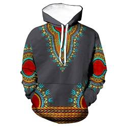 WAVOTIQ Herren Hoodies Retro African Dashiki 3D gedrucktes Sweatshirt Lässiger lockerer Kordelzug Pullover Kapuzen-Sweatshirt mit Tasche von WAVOTIQ