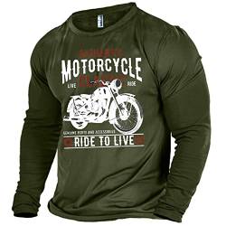 WAVOTIQ Herren Motorrad Biker Bedruckte T-Shirts 3D Bedrucktes Rundhals Langarm T-Shirt Sweatshirt Lässige Pullover Tops von WAVOTIQ