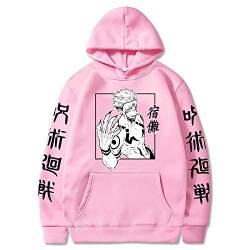 WAWNI Anime Jujutsu Kaisen Sukuna Hoodies Japan Style Sweatshirts Streetwear für Damen und Herren Gr. L, rose von WAWNI