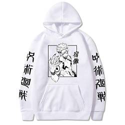 WAWNI Anime Jujutsu Kaisen Sukuna Hoodies Japan Style Sweatshirts Streetwear für Damen und Herren Gr. M, weiß von WAWNI