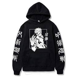 WAWNI Anime Jujutsu Kaisen Sukuna Hoodies Japan Style Sweatshirts Streetwear für Damen und Herren Gr. XXL, Schwarz von WAWNI