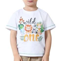 Baby Junge 1. Geburtstag T Shirt - Waldtiere Geburtstag Partyzubehör Kurzarm (as3, Numeric, Numeric_90, Babys (Jungen), Weiß-B) von WAWSAM