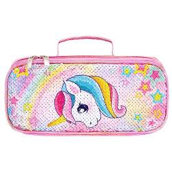 Einhorn Federmäppchen - Pailletten Federmäppchen für Mäppchen Federmappe Tragbar Federtasche für Schule Vorschule Elementar Wendbarer Glitzer Schlamppermäppchen für Kinder Mädchen Geschenk von WAWSAM