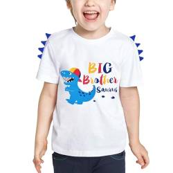 Große Bruder T-Shirt Dinosaurier Geschwister Bruder Kurzarm Zum Kleinkind Junge 100% Baumwolle Zum Big Brother Shirt befördert Weiß Drucken T Shirt Geschenk(Weiß, 4-5 Jahre) von WAWSAM