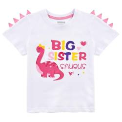 Große Schwester T-Shirt Dinosaurier Geschwister Schwester Kurzarm Zum Kleinkind Mädchen 100% Baumwolle Zum Big Sister Shirt befördert Weiß Drucken T Shirt Geschenk(Weiß, 2Jahre) von WAWSAM